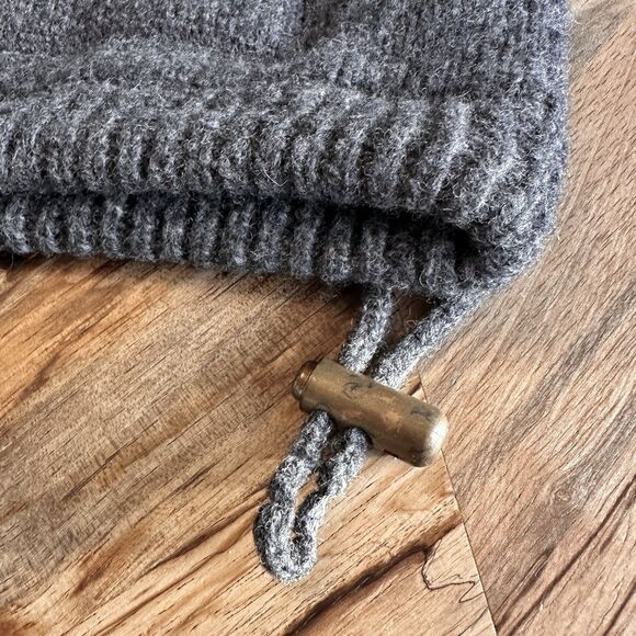 L.L. Bean Lambswool Quarter Zip Sweater Gray Plaid Collar Kangaroo Pocket - Picture 6 of 13